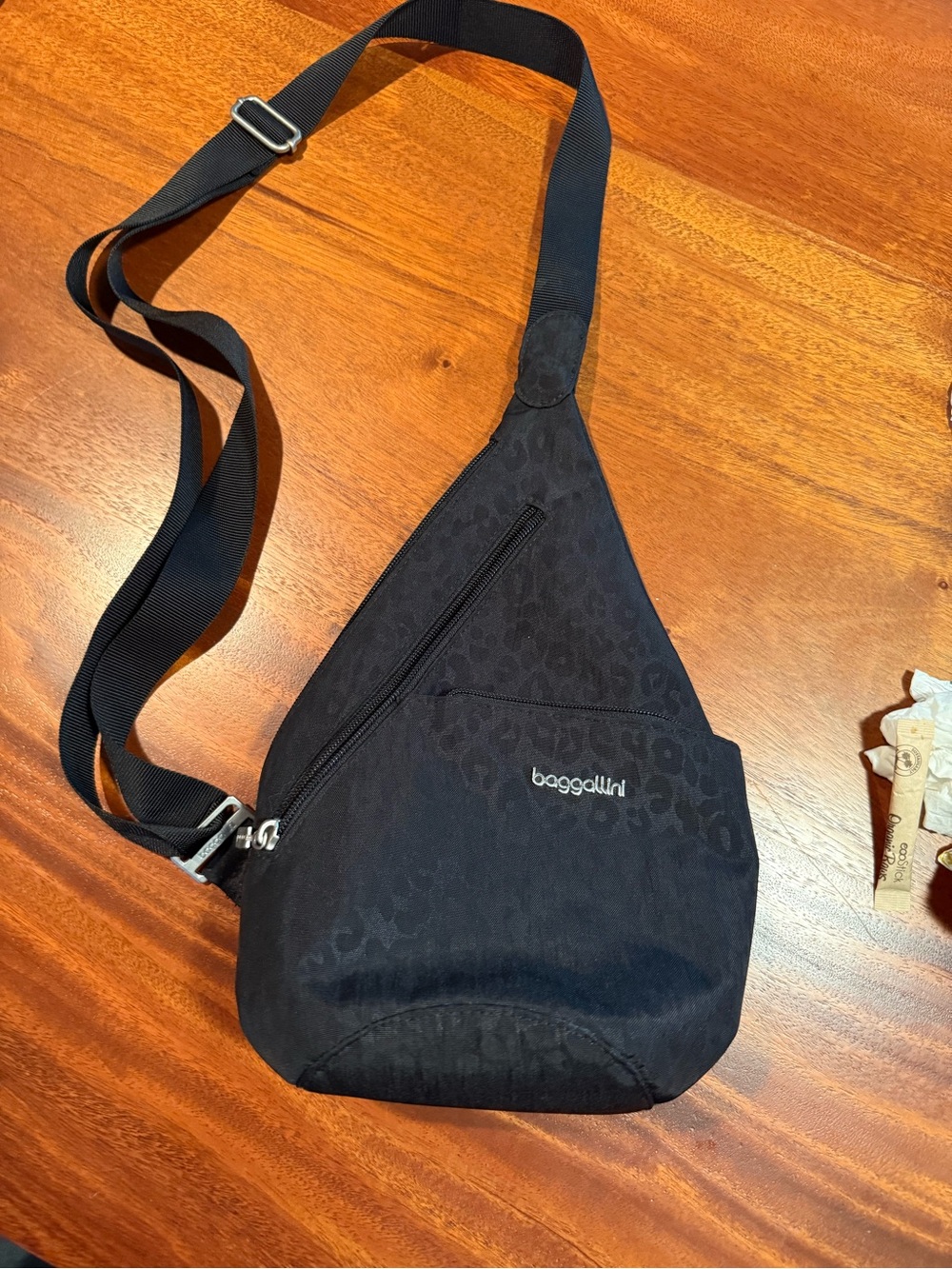 Baggallini Black Leopard-Print Sling Crossbody